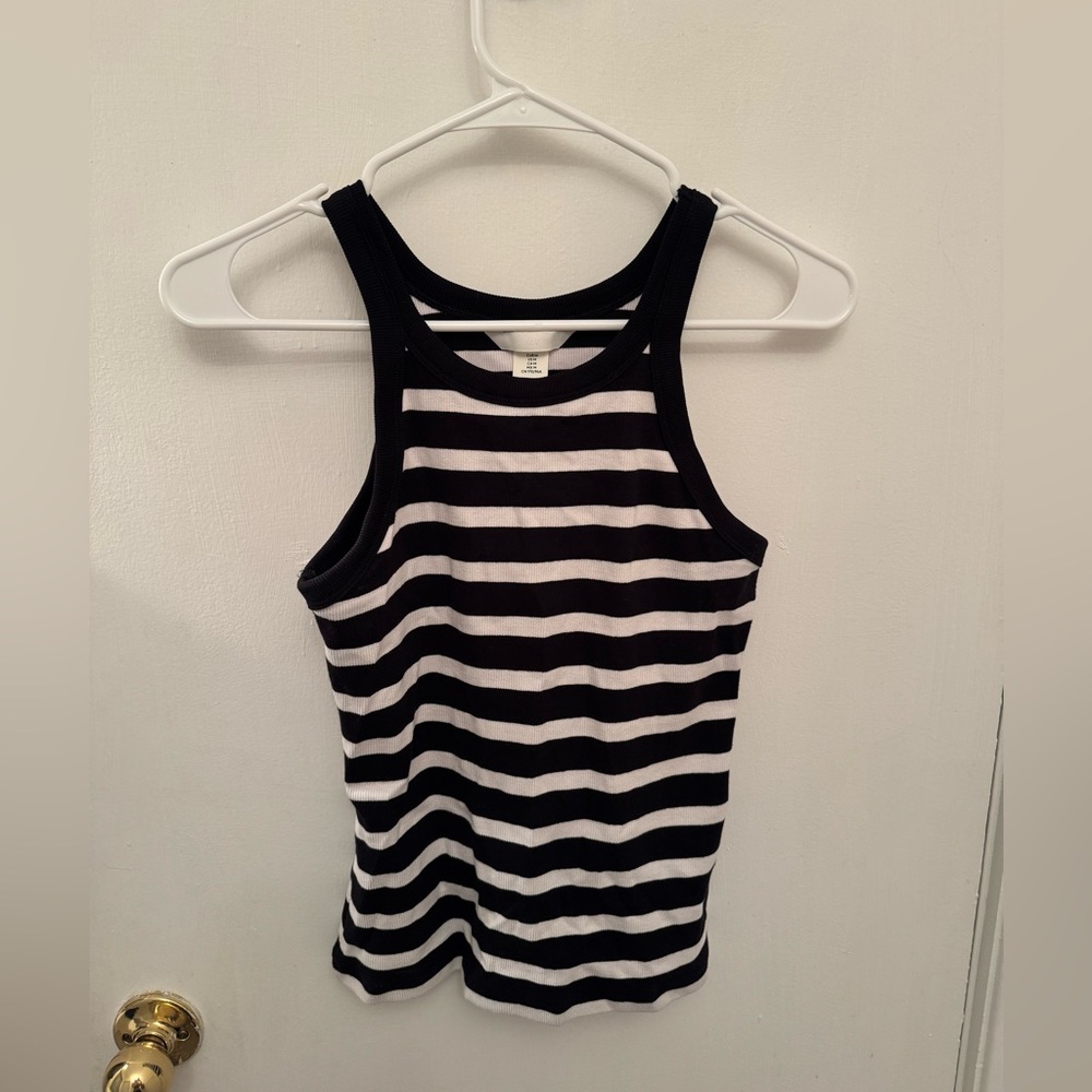 H&M high neck striped tank top